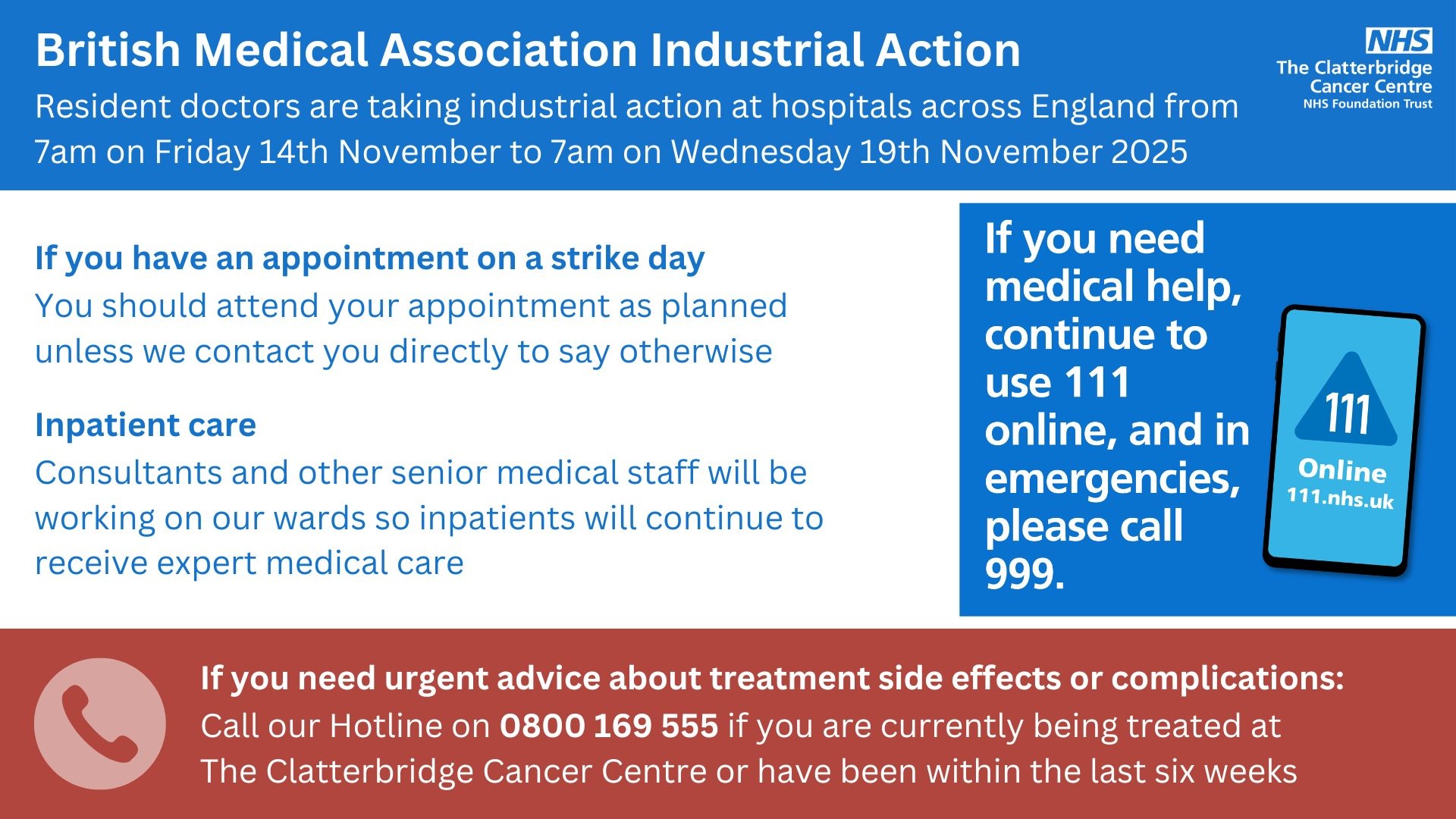 Industrial action by BMA resident doctors: 14th to 19th November 2025 thumbnail image