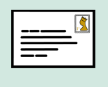 Cartoon of letter in envelope with a stamp